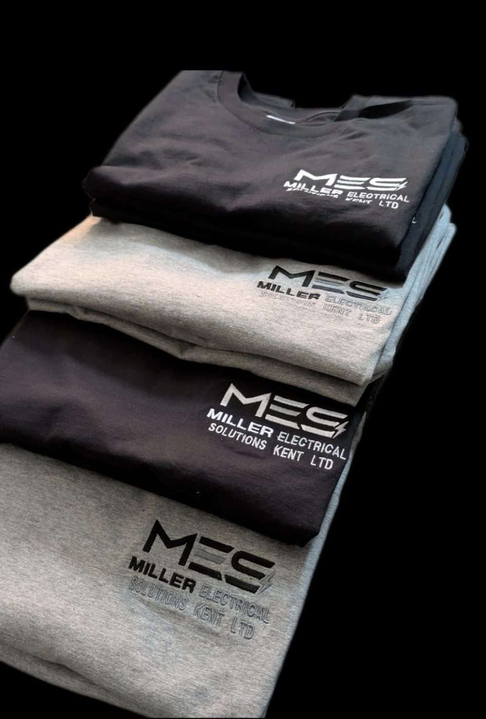 Miller Electrical Solutions Kent Ltd embroidered logo with crisp small lettering