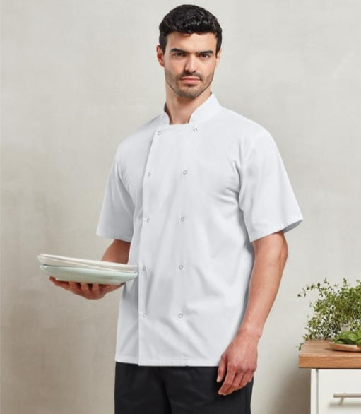 Premier Studded Short Sleeve Chef's Jacket